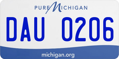 MI license plate DAU0206