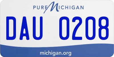 MI license plate DAU0208