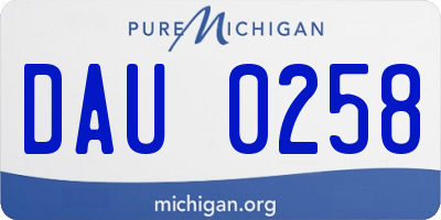 MI license plate DAU0258