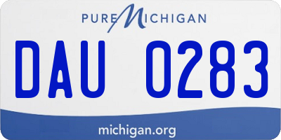 MI license plate DAU0283