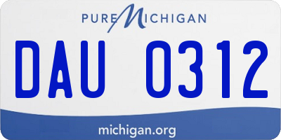 MI license plate DAU0312
