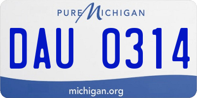 MI license plate DAU0314