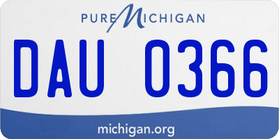 MI license plate DAU0366