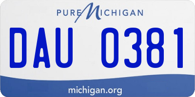 MI license plate DAU0381