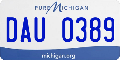MI license plate DAU0389