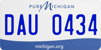 MI license plate DAU0434