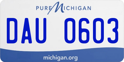MI license plate DAU0603
