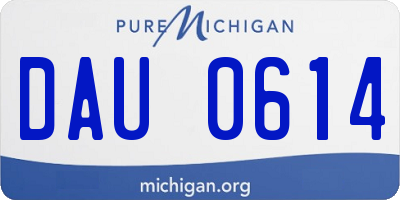 MI license plate DAU0614