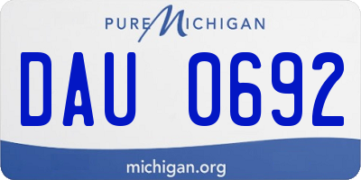 MI license plate DAU0692