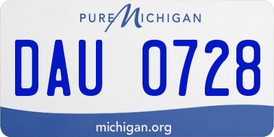 MI license plate DAU0728