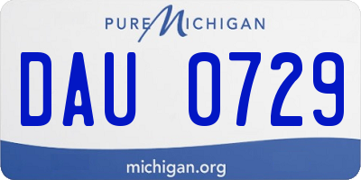 MI license plate DAU0729