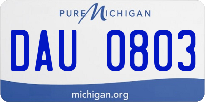 MI license plate DAU0803