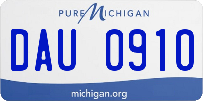 MI license plate DAU0910