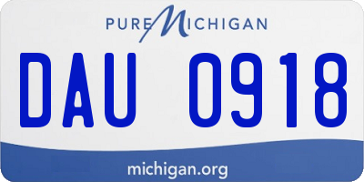MI license plate DAU0918