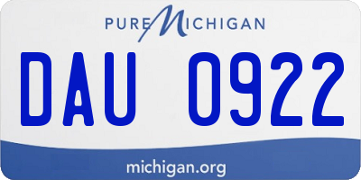 MI license plate DAU0922