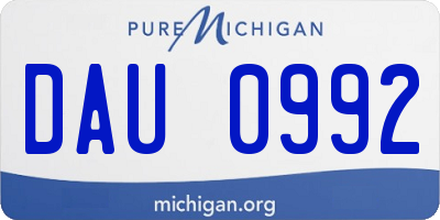 MI license plate DAU0992