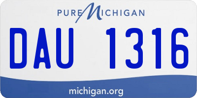 MI license plate DAU1316