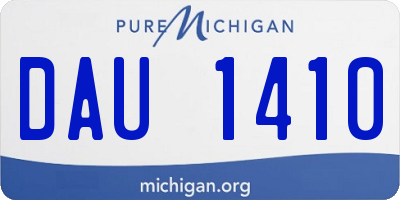 MI license plate DAU1410