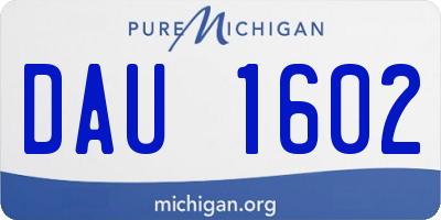 MI license plate DAU1602