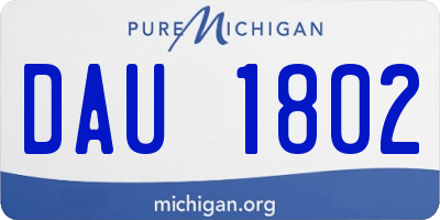 MI license plate DAU1802