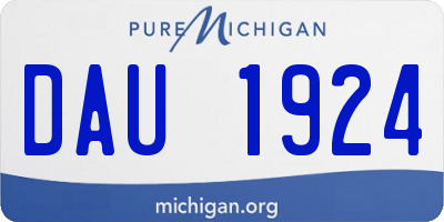 MI license plate DAU1924