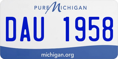 MI license plate DAU1958