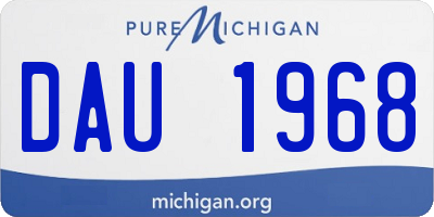 MI license plate DAU1968