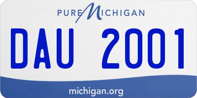 MI license plate DAU2001