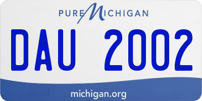 MI license plate DAU2002