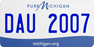 MI license plate DAU2007
