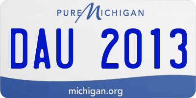 MI license plate DAU2013
