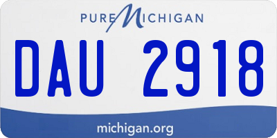 MI license plate DAU2918