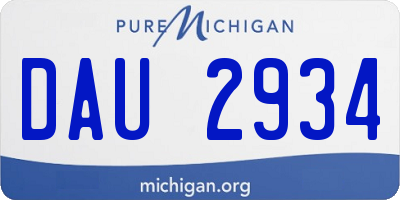 MI license plate DAU2934