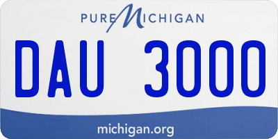 MI license plate DAU3000