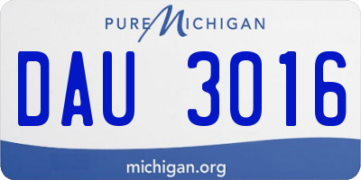 MI license plate DAU3016