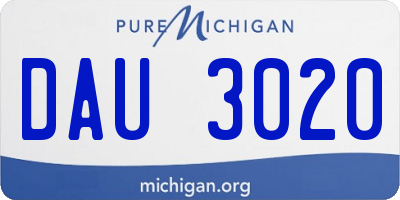 MI license plate DAU3020