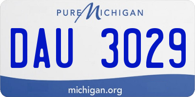 MI license plate DAU3029