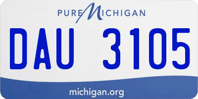 MI license plate DAU3105