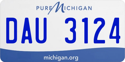 MI license plate DAU3124
