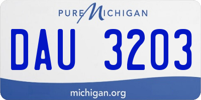 MI license plate DAU3203