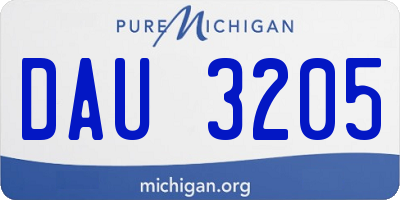 MI license plate DAU3205
