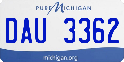 MI license plate DAU3362