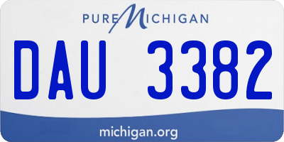 MI license plate DAU3382