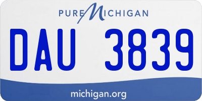 MI license plate DAU3839