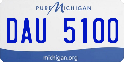 MI license plate DAU5100