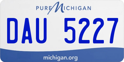 MI license plate DAU5227