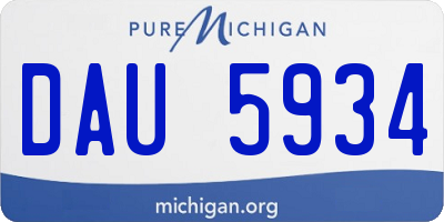 MI license plate DAU5934