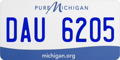 MI license plate DAU6205