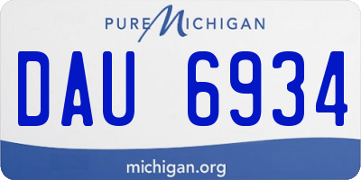 MI license plate DAU6934