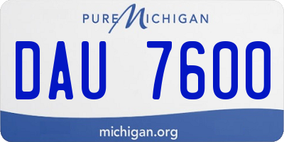 MI license plate DAU7600